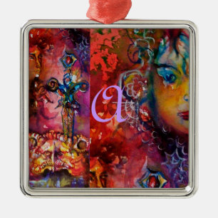 EXCALIBUR, KONINGIN VAN MAGISCH VASTE Fantasy Red Metalen Ornament