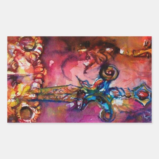 EXCALIBUR Magic Sword, Red Yellow Fantasy Rechthoekige Sticker (Voorkant)