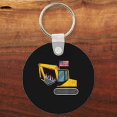 Excavator 4 juli Onafhankelijkheidsdag Zware uitru Sleutelhanger (Voorkant)