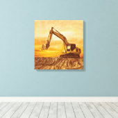 Excavator Canvas Art - Sunset Construction Scene (Insitu (Houten vloer))