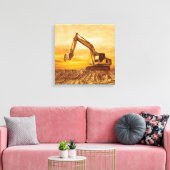Excavator Canvas Art - Sunset Construction Scene Afdruk (Insitu (Woonkamer))