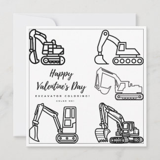 Excavator Coloring Page Boy Kaart Happy Valentijns