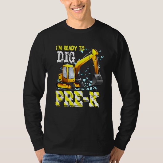 Excavator-constructie voor K terug naar schoolteam T-shirt (Voorkant)