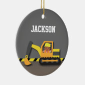 Excavator Construction African American Boy Keramisch Ornament (Rechts)