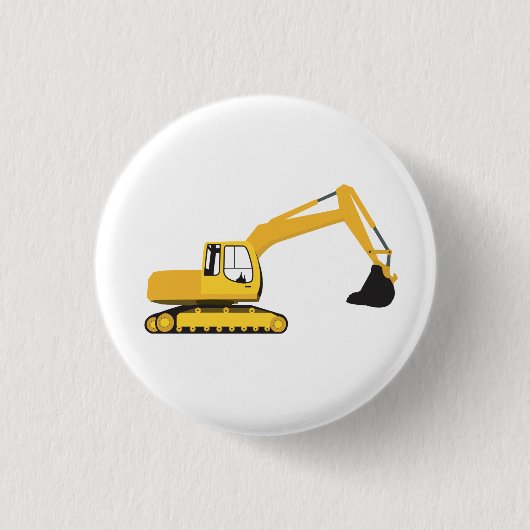 Excavator Construction Truck Kinder Ronde Button 3,2 Cm (Voorkant)
