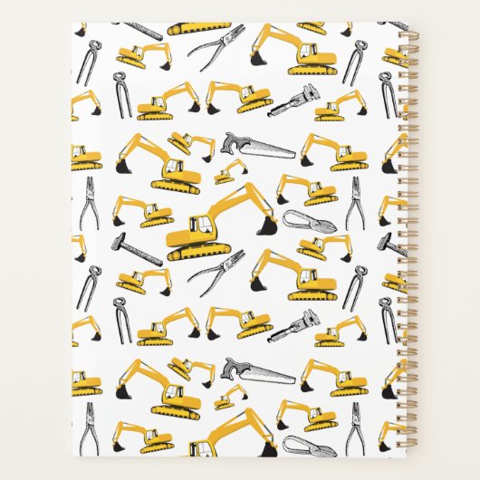 Excavator Construction Trucks Tools Planner (Achterkant)