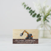 Excavator Construction Vehicle | Houtkorrels Visitekaartje (Staand voorkant)