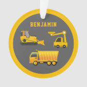 Excavator Dump Truck Construction Theme Kinder Roo Ornament (voorkant)