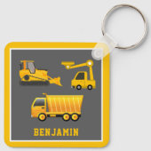 Excavator Dump Truck Construction Theme Kinder Roo Sleutelhanger (Achterkant)