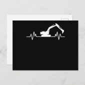 Excavator Heartbeat Motif Construction Worker Gift Briefkaart (Voorkant / Achterkant)