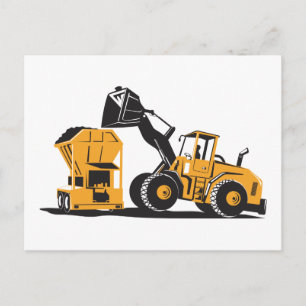 Excavator-retro voor eindlader briefkaart