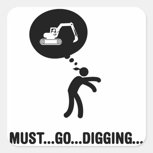 Excavator Vierkante Sticker (Voorkant)