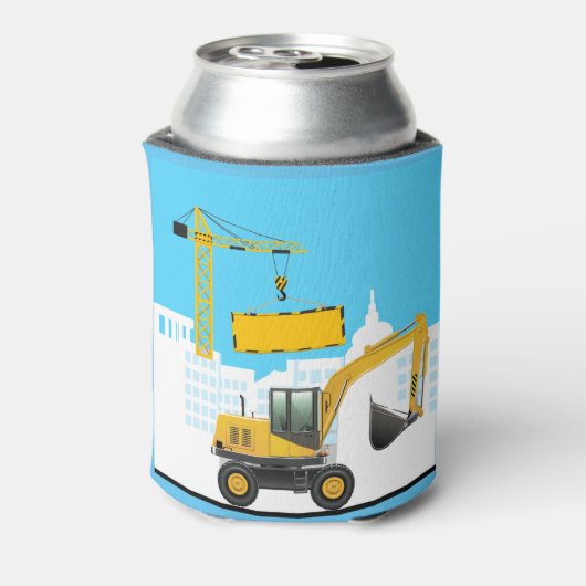 Excavator voegt Naam toe Personaliseren Blikjeskoeler (Blikje Achterkant)