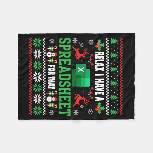 Excel Ugly Christmas Sweater I Have A Spreadsheet Fleece Deken (Voorkant (Horizontaal))