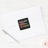 Excellentie door teamwork vierkante sticker (Envelop)