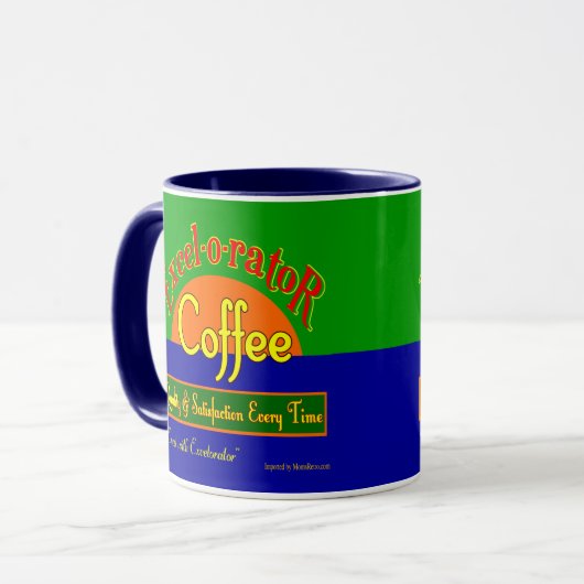 Excelorator Coffee Gezegde Retro Label Art Mok (Voorkant links)