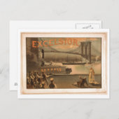 Excelsior 1883 Brooklyn Bridge New York City c1883 Briefkaart (Voorkant / Achterkant)