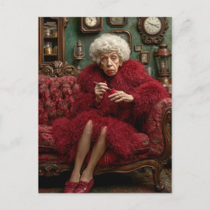 Excentrieke elegantie in Crimson Briefkaart