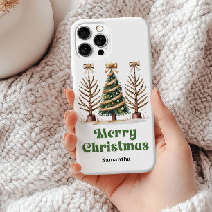 Excentrieke luipaard Kerstbomen gepersonaliseerd iPhone 15 Mini Hoesje