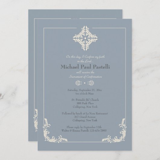 Exceptionnel Croix Bleue Invitation religieuse (Devant / Derrière)