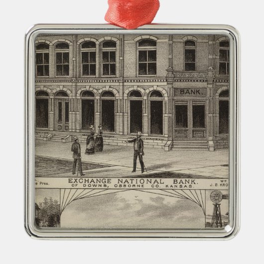 Exchange National Bank of Downs, Kansas Metalen Ornament (Voorkant)