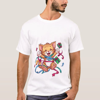 Excited Kawaii Ginger Cat Birthday Celebration✨🎉 T-shirt