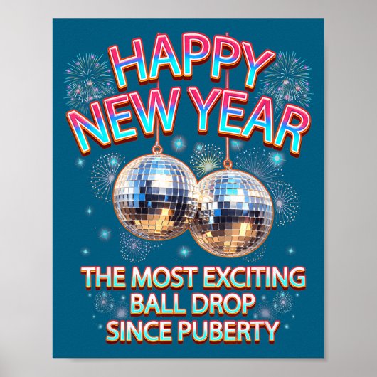 Exciting Ball Drop Since-puberty Happy New Year Di Poster (Voorkant)