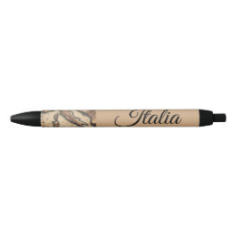 Exclusief Antiek Italië Kaart Ontwerp Zwarte Inkt Pen