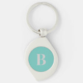 Exclusief lichte Blauwgroen grijze monogram Initia Sleutelhanger (Voorkant)