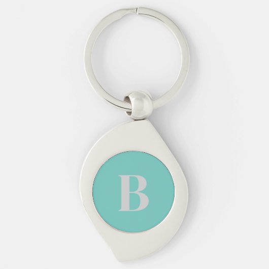 Exclusief lichte Blauwgroen grijze monogram Initia Sleutelhanger (Voorkant)