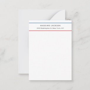 Exclusief Persoonlijk Modern Blauw Rood Wit Notitiekaartje