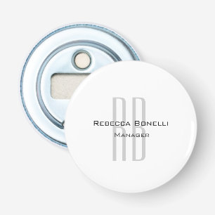 Exclusief unieke witte grijze monogram modern button flesopener