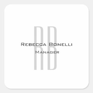 Exclusief unieke witte grijze monogram modern vierkante sticker