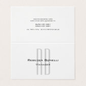 Exclusief unieke witte grijze monogram modern visitekaartjes (Buitenkant ongevouwen)