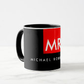 Exclusief zwart monogram zwarte streep legant mok (Voorkant links)