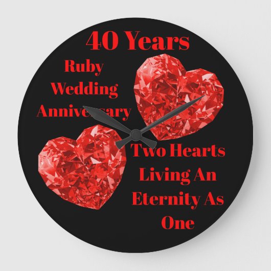 Exclusieve 40th / Ruby Wedding Jubileum Clock Grote Klok (Voorkant)