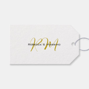 Exclusieve unieke gouden kleur monogram moderne na cadeaulabel