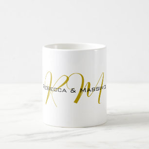Exclusieve unieke gouden kleur monogram moderne na koffiemok