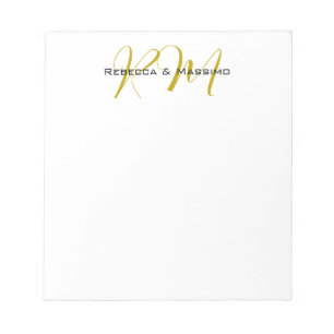 Exclusieve unieke gouden kleur monogram moderne na notitieblok