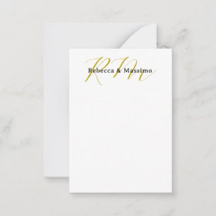 Exclusieve unieke gouden kleur monogram moderne na notitiekaartje