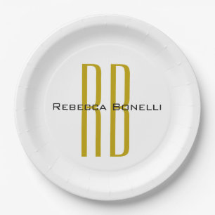 Exclusieve unieke gouden kleur monogram moderne na papieren bordje