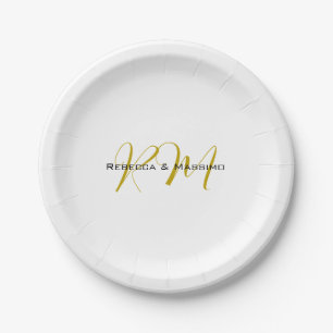 Exclusieve unieke gouden kleur monogram moderne na papieren bordje