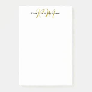Exclusieve unieke gouden kleur monogram moderne na post-it® notes