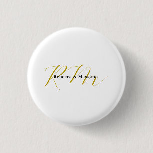 Exclusieve unieke gouden kleur monogram moderne na ronde button 3,2 cm