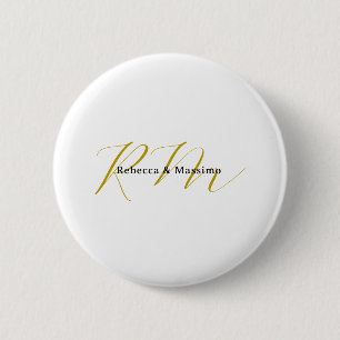 Exclusieve unieke gouden kleur monogram moderne na ronde button 5,7 cm