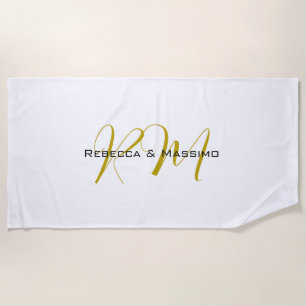 Exclusieve unieke gouden kleur monogram moderne na strandlaken
