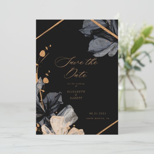 Exclusive Gold Black Floral Enregistrer La Carte D (Debout devant)