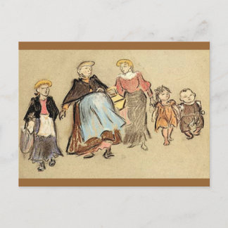 Excursie - Kinder, Vrouwen, - motief Briefkaart