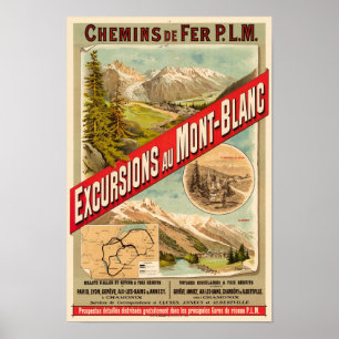 Excursions au Mont-Blanc Vintage Poster 1889