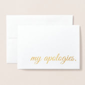 Excuses gouden folie kaarten (Voorkant met envelop)